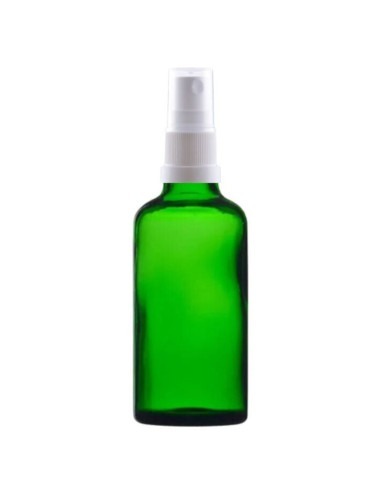 Recipient cosmetic verde 50 ml cu spray alb