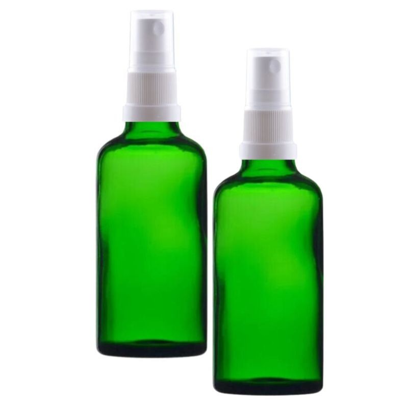 Recipient cosmetic verde 50 ml cu spray alb