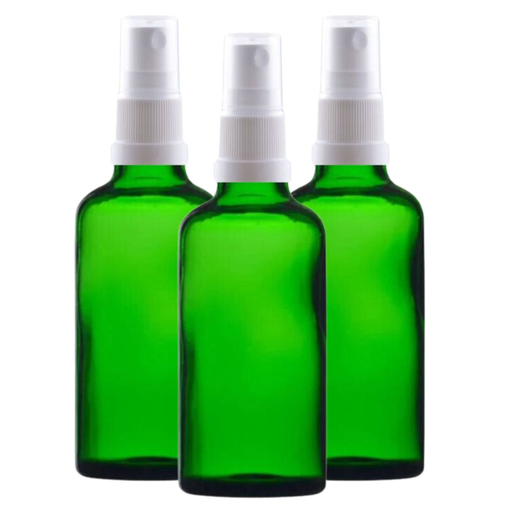 Recipient cosmetic verde 50 ml cu spray alb