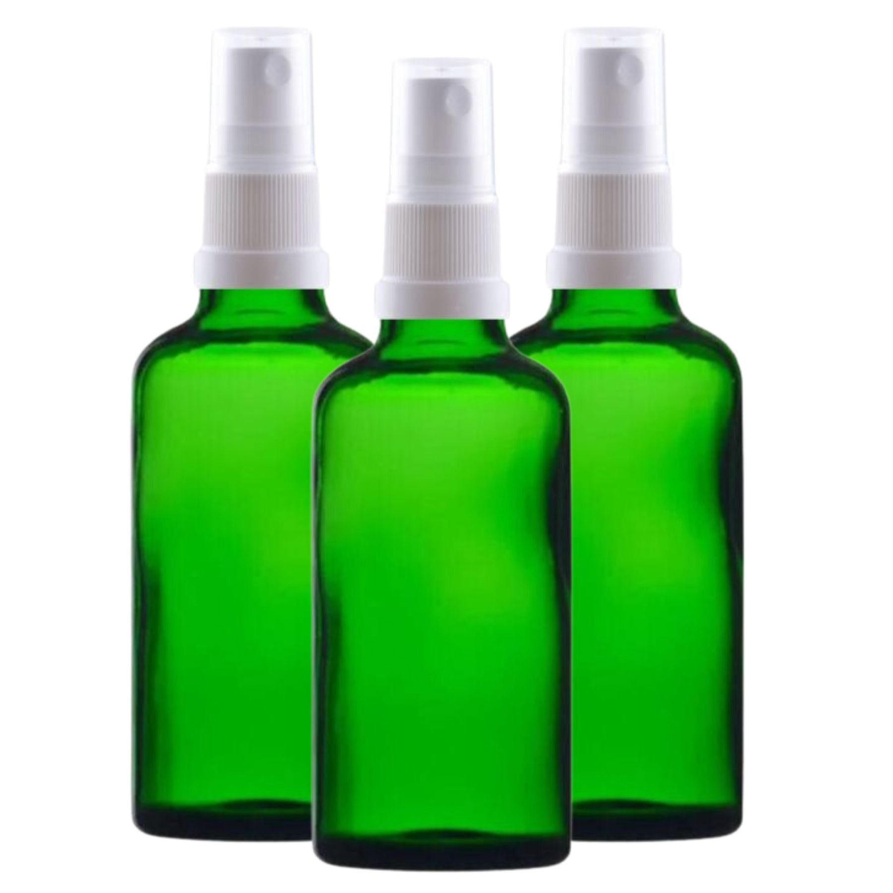 Recipient cosmetic verde 50 ml cu spray alb