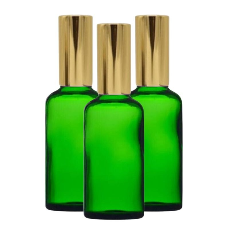 Recipient cosmetic verde 50 ml, spray, auriu