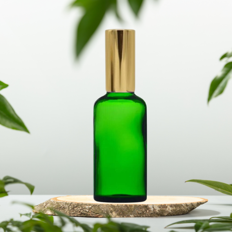 Recipient cosmetic verde 50 ml, spray, auriu