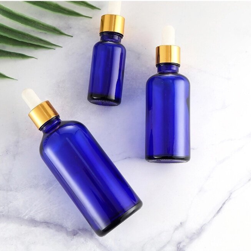 Recipient cosmetic sticla albastra cu pipeta -10ml