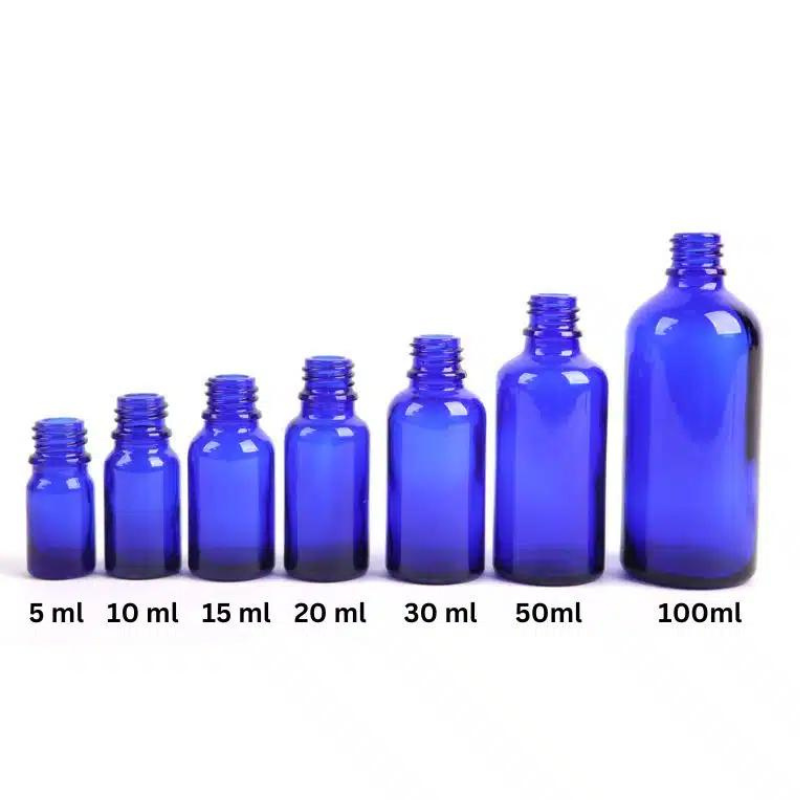 Set 3 sticlute albastre pentru uleiuri esentiale