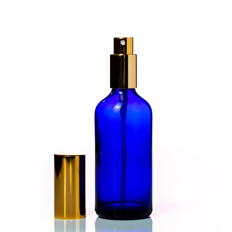 Recipient sticla 100ml, cu spray, albastra