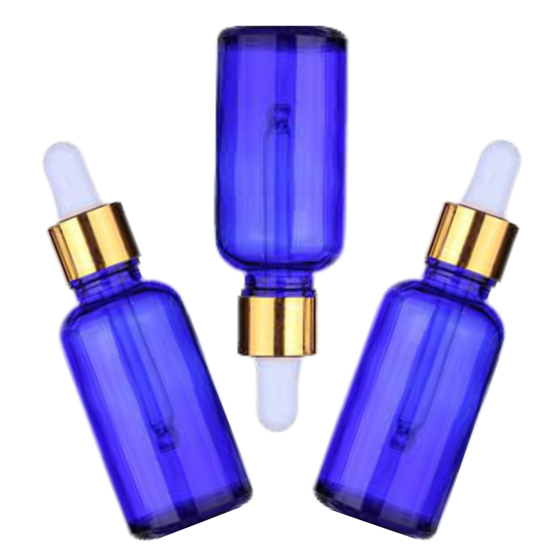 Recipiente sticla albastra, cu pipeta, set