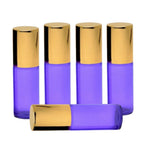 Recipient cosmetic, roll-on 5ml, mov si auriu, set 5buc