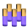 Recipient cosmetic, roll-on 5ml, mov si auriu, set 5buc