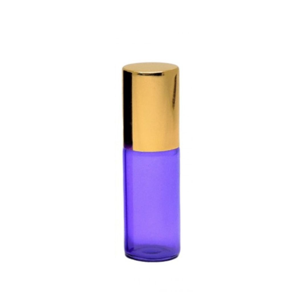 Recipient cosmetic, roll-on 5ml, mov si auriu, set 5buc