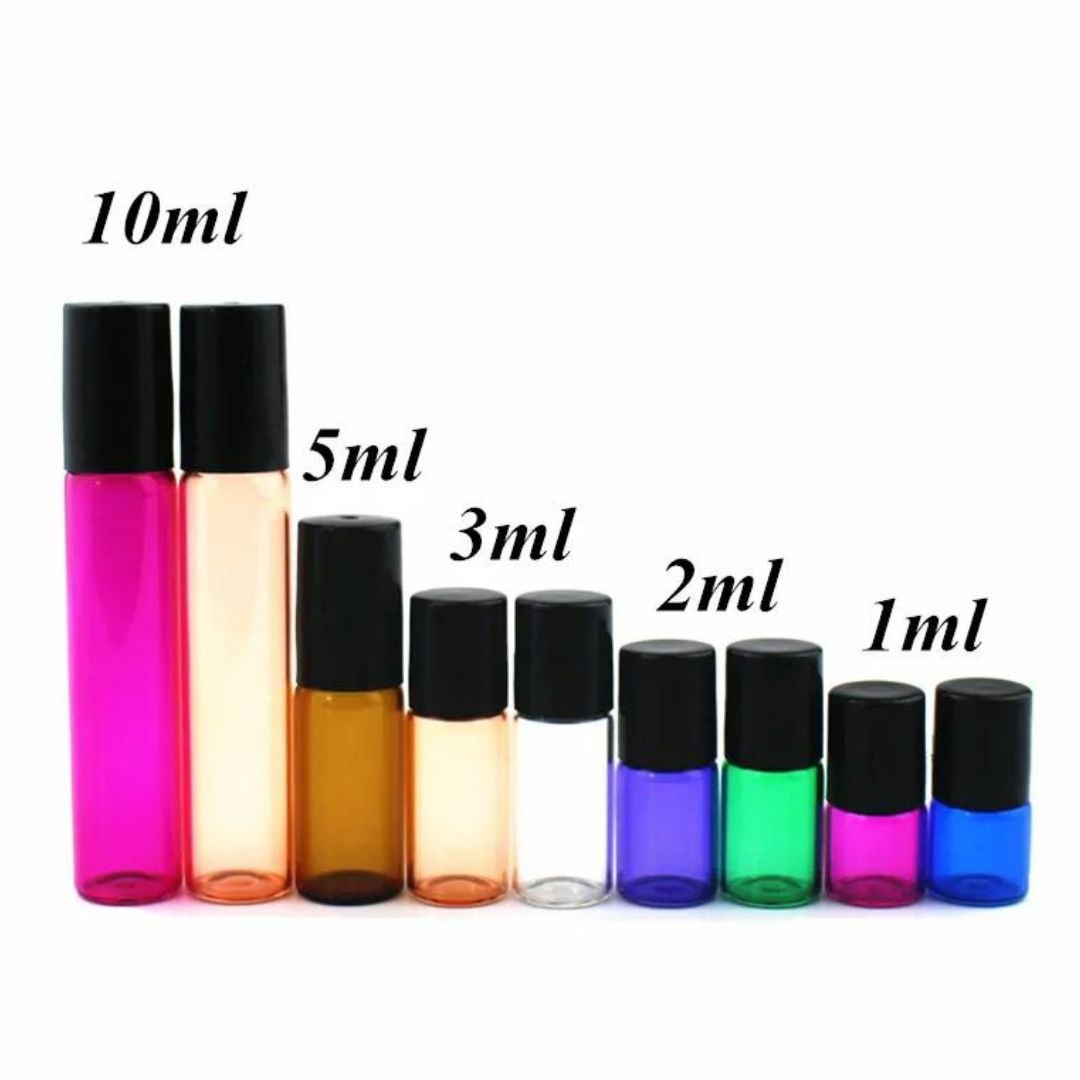 Recipient cosmetic, roll-on 3ml, roz si auriu, set 5buc