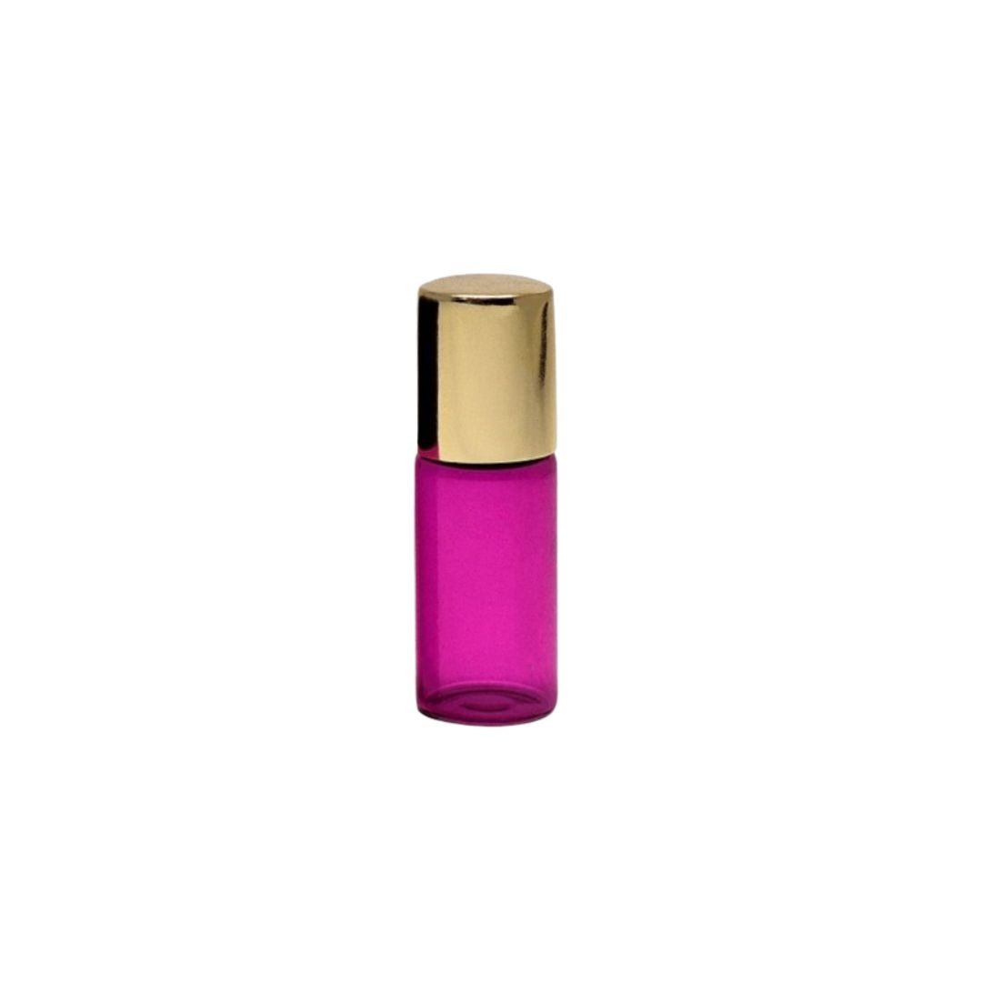 Recipient cosmetic, roll-on 3ml, roz si auriu, set 5buc