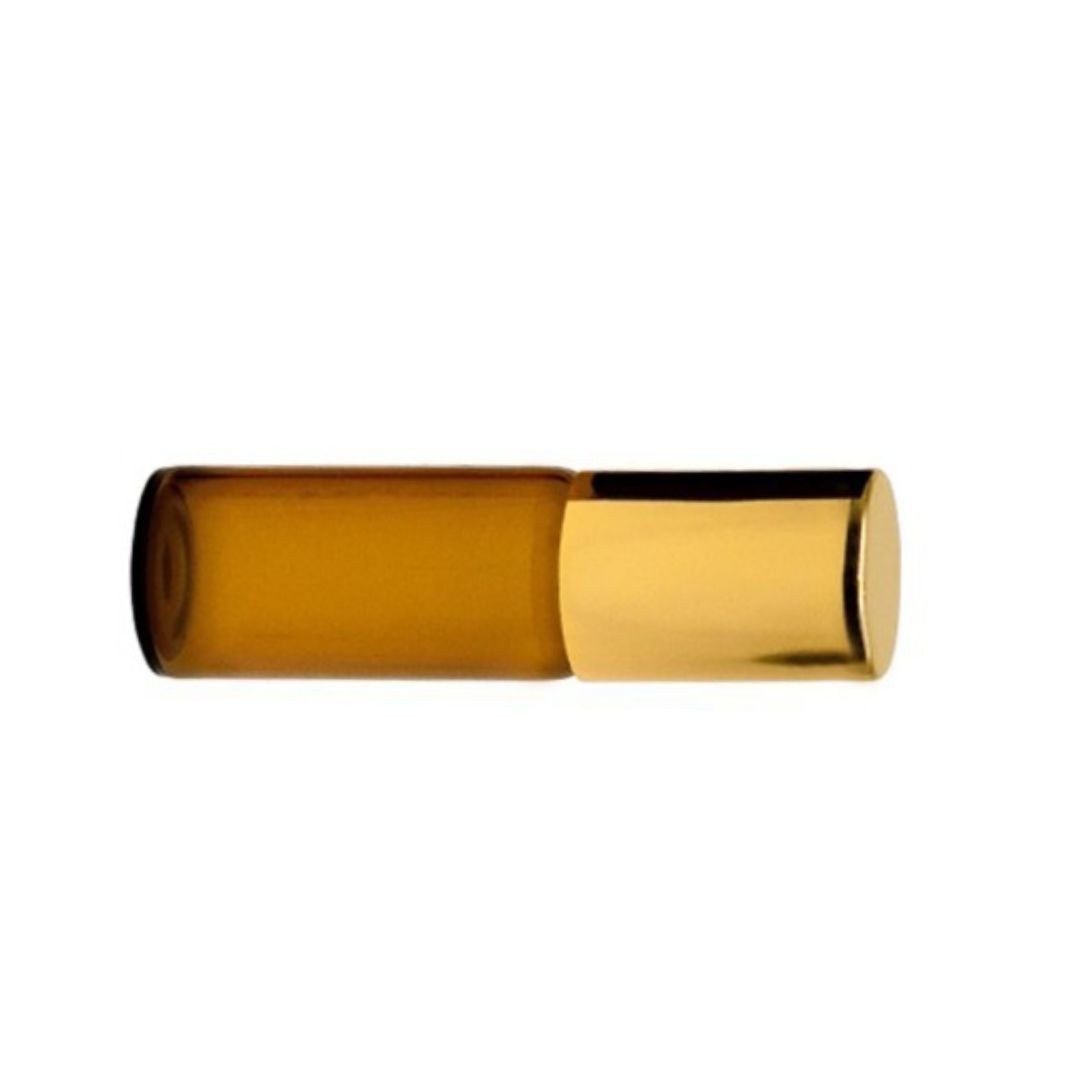Recipient cosmetic, roll-on 5ml, ambra si auriu, set 5buc