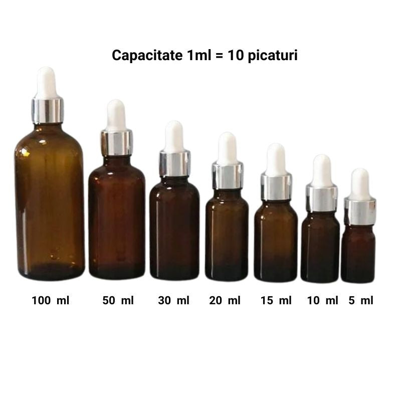 Recipient cosmetic 30ml, set 3 buc, pipeta argintie