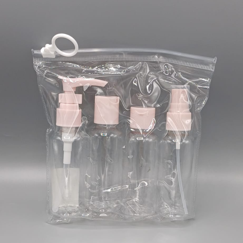 Set voiaj calatorie reutilizabil, 4 recipiente roz