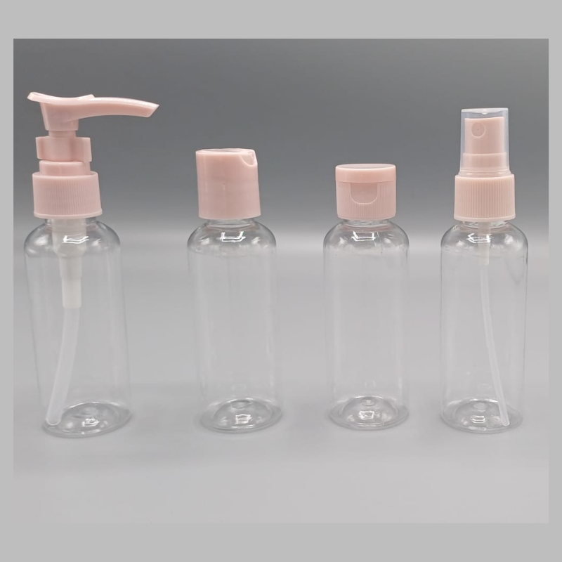 Set voiaj calatorie reutilizabil, 4 recipiente roz