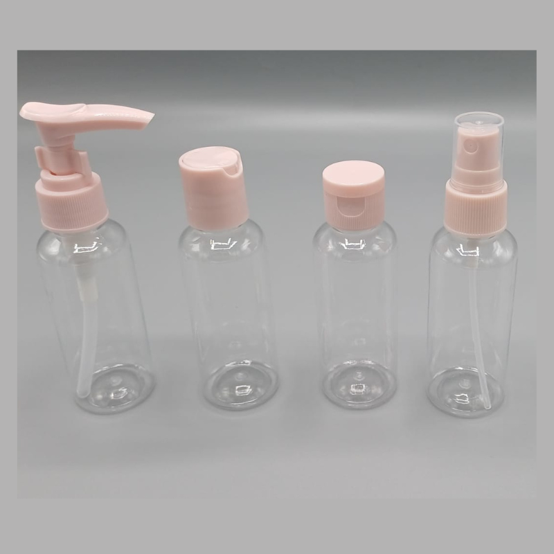 Set voiaj calatorie reutilizabil, 4 recipiente roz