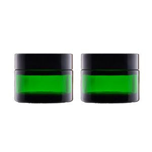Borcan sticla 40ml, verde, capac negru, set-2buc