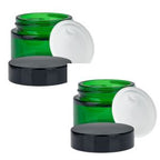 Borcan sticla 40ml, verde, capac negru, set-2buc