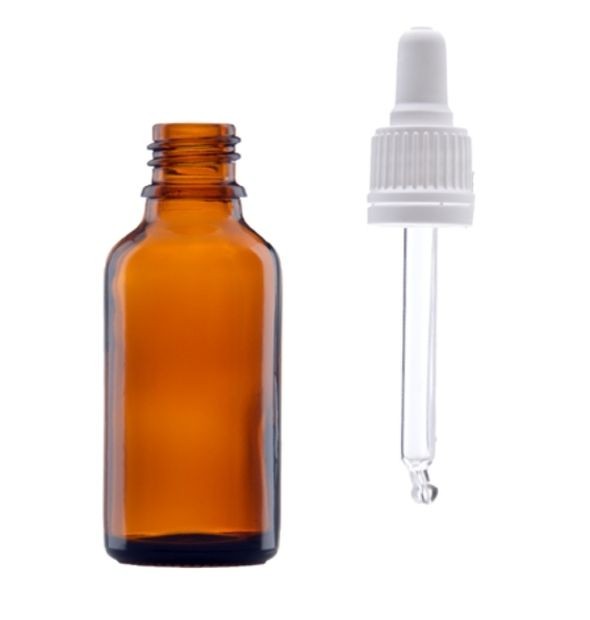 Sticle brune reincarcabile cu pipeta alba 30ml -3buc