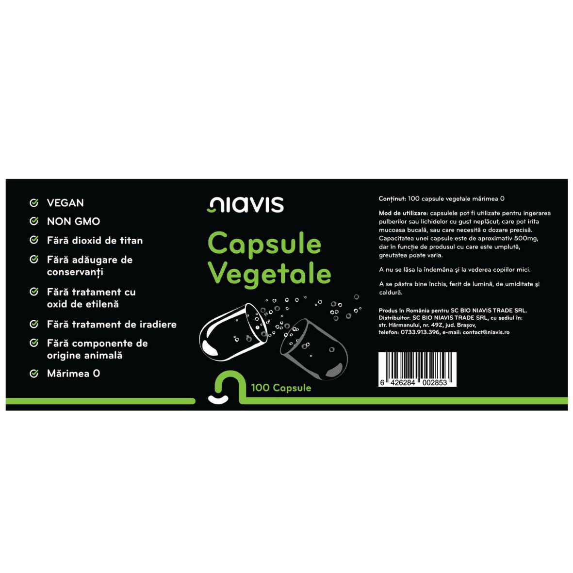 Capsule vegetale goale , 100 capsule, marimea 0, Niavis