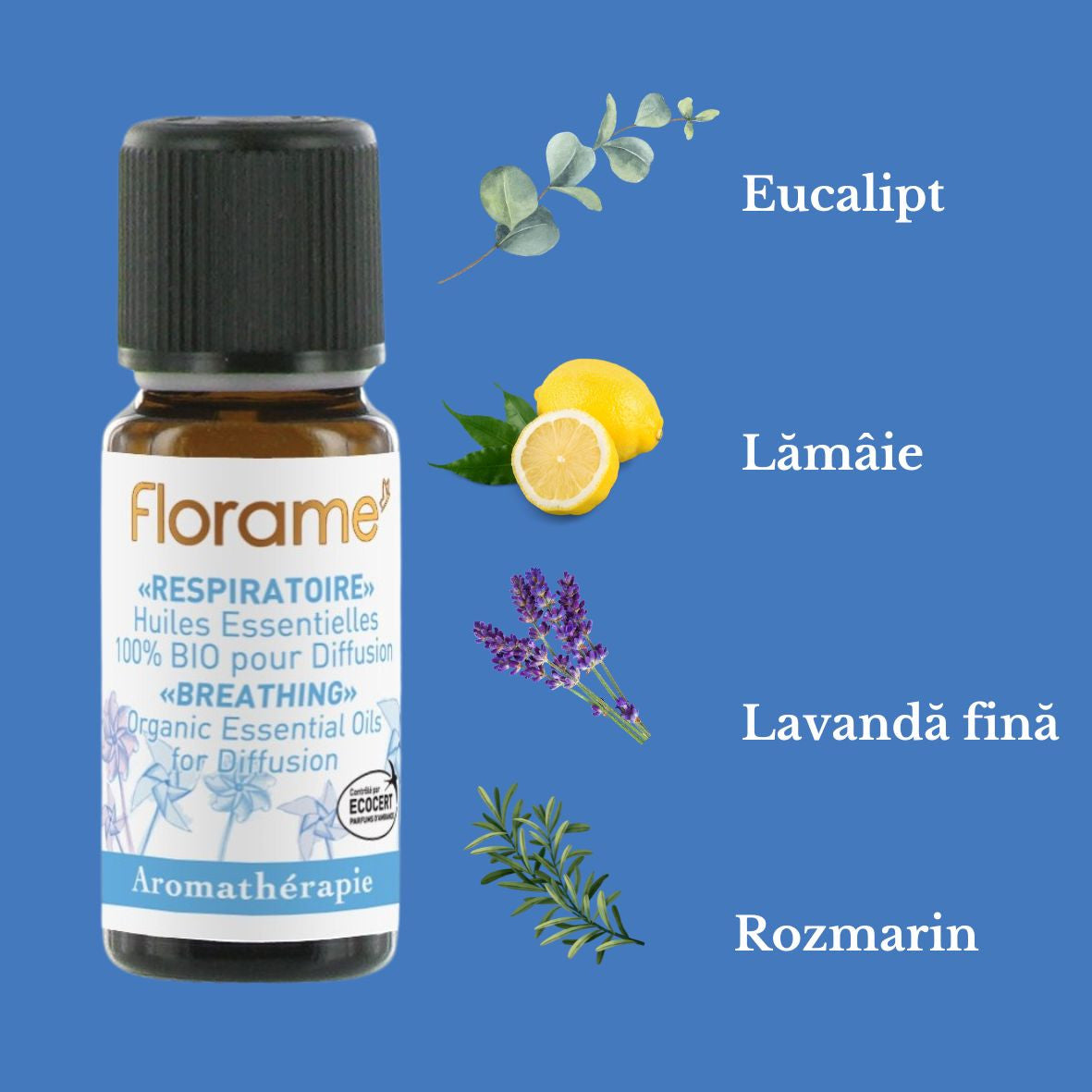 Ulei esential pentru Respiratie usoara, Florame, bio 10ml