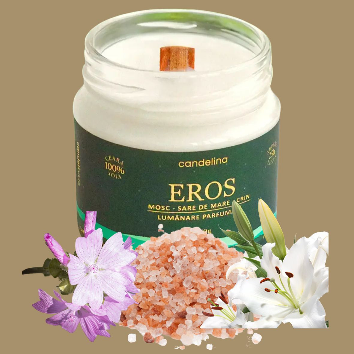 Lumânare parfumată EROS – Mosc, Sare de mare, Crin, Candelina