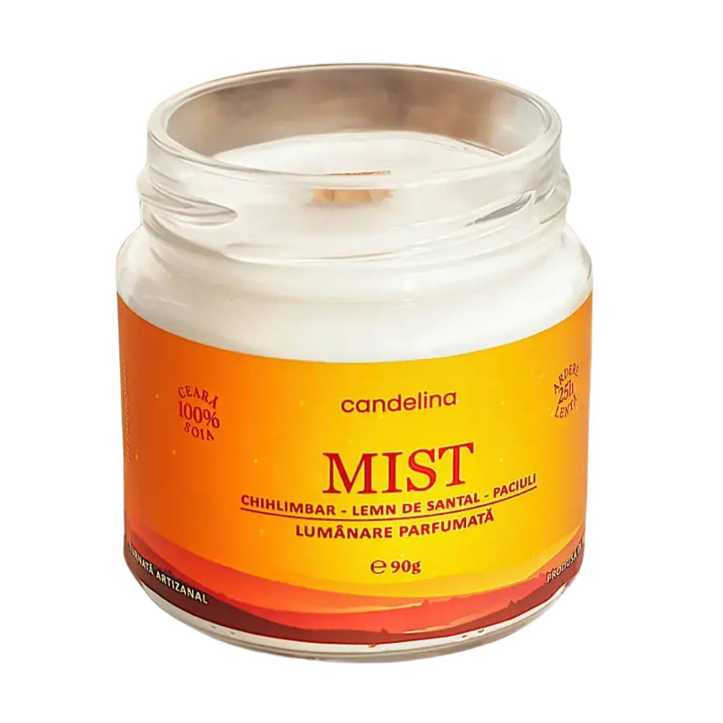 Lumânare parfumată MIST – Chihlimbar, Lemn de Santal, Paciuli, Candelina