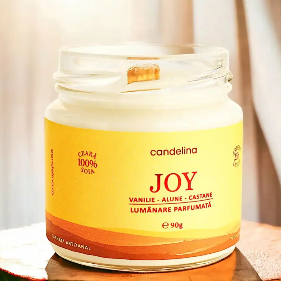 Lumânare parfumată JOY – Vanilie, Alune, Castane, Candelina
