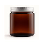 Borcan ambra rotund cu capac argintiu, 120ml