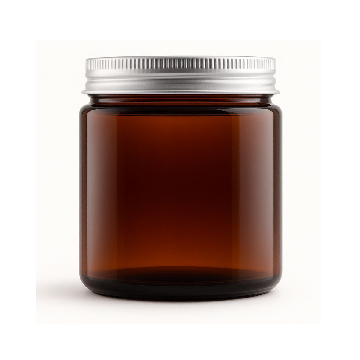 Borcan ambra rotund cu capac argintiu, 120ml