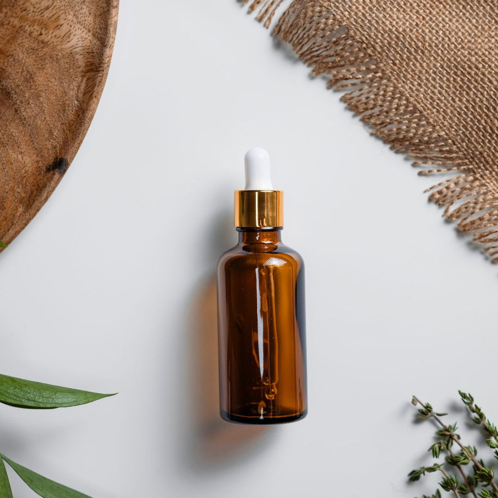 Recipient sticla, 50ml, pipeta alb cu auriu