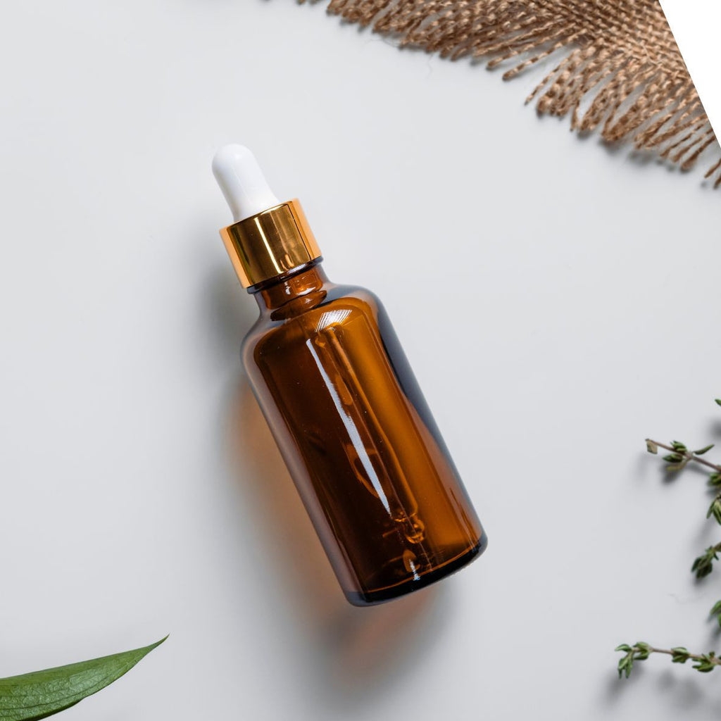 Recipient sticla, 50ml, pipeta alb cu auriu