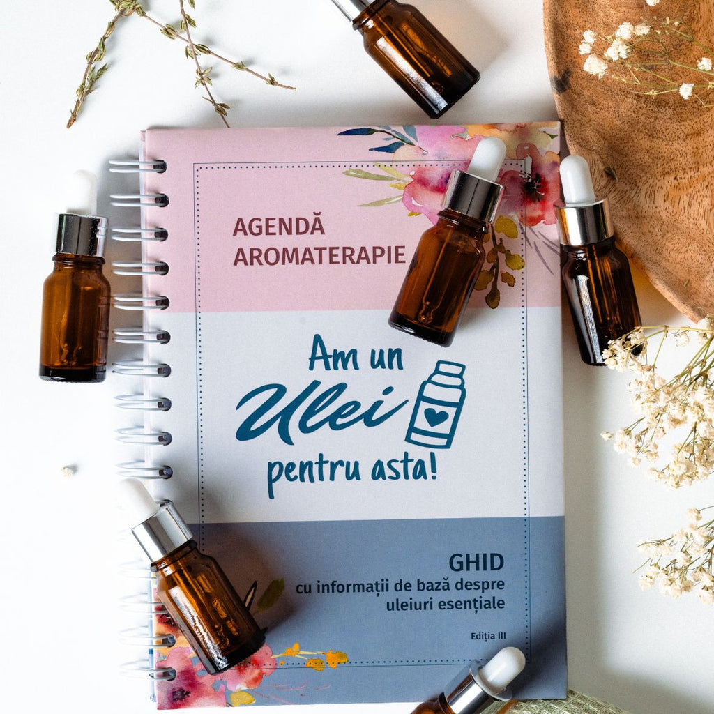 Agenda si ghid pentru uleiuri esentiale cu 6 sticlute