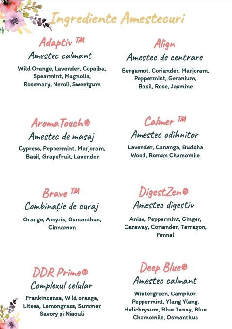 Agenda si ghid pentru uleiuri esentiale cu 6 sticlute