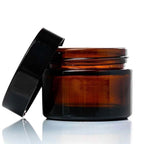 Borcan ambra rotund cu capac negru, 50ml