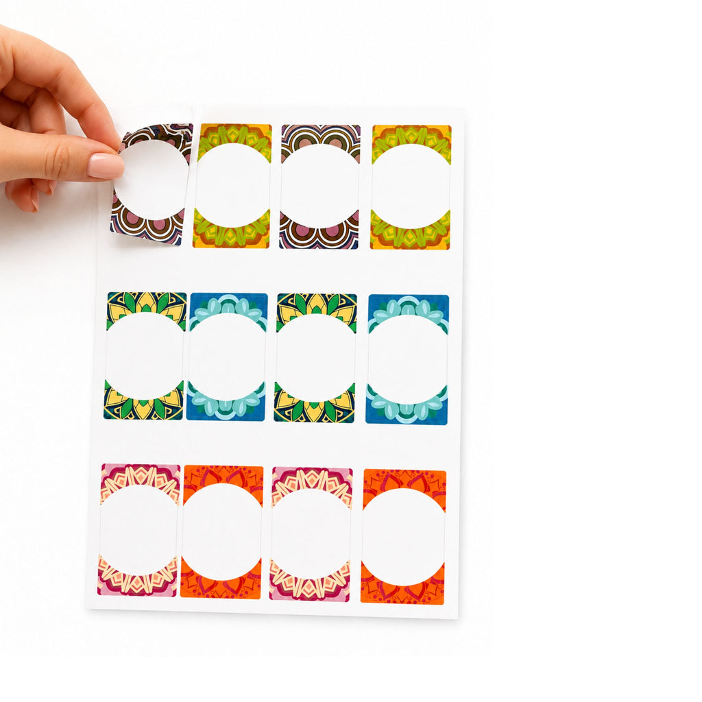 Etichete dreptunghiulare 3x5 cm pentru sticluțe, coala A5, 12 buc