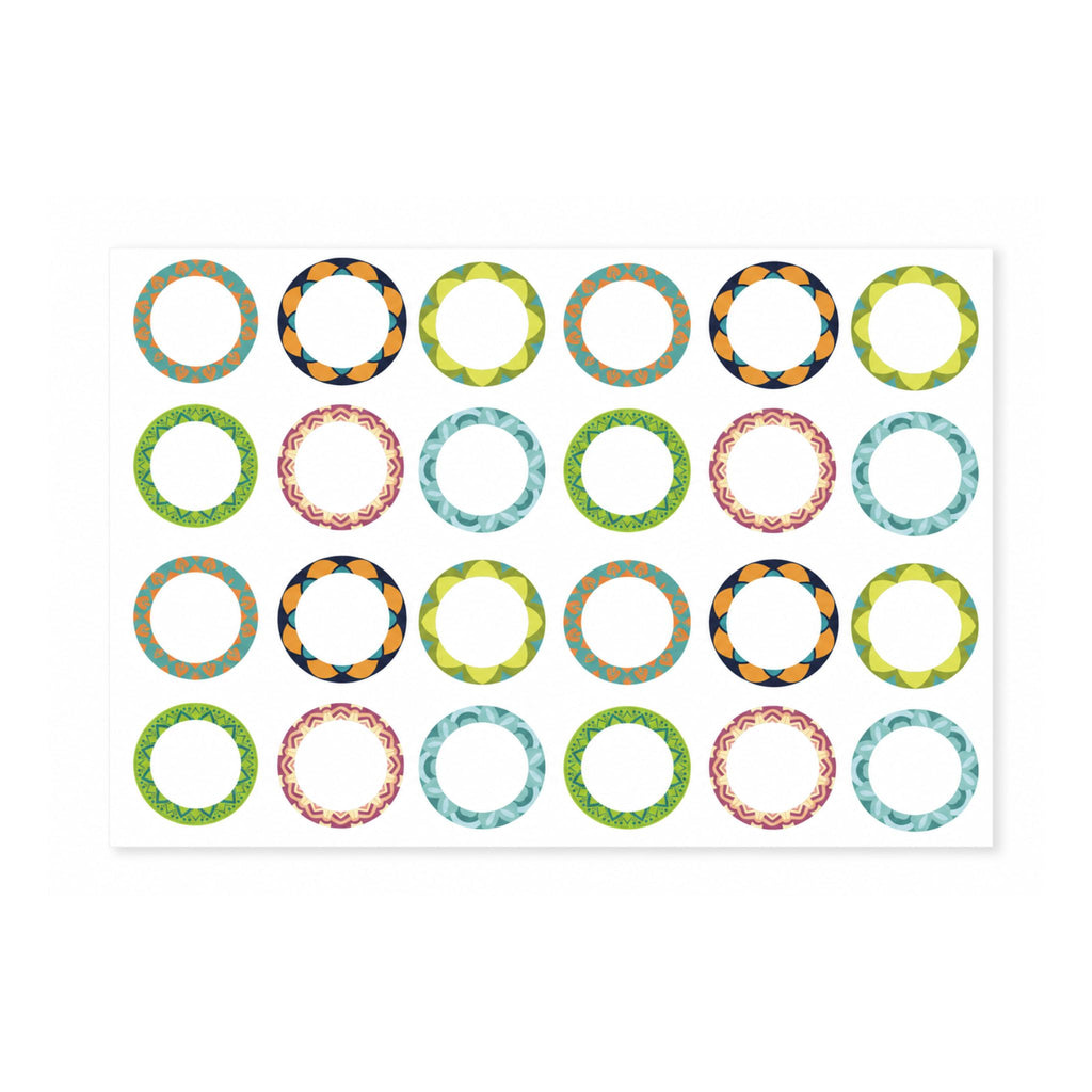 Etichete rotunde pentru sticluțe 3x3 cm, coala A5, 24 buc