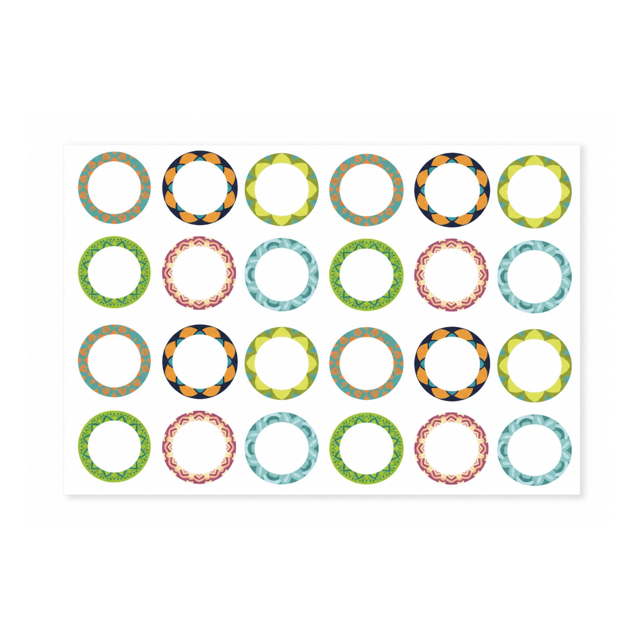 Etichete rotunde pentru sticluțe 3x3 cm, coala A5, 24 buc