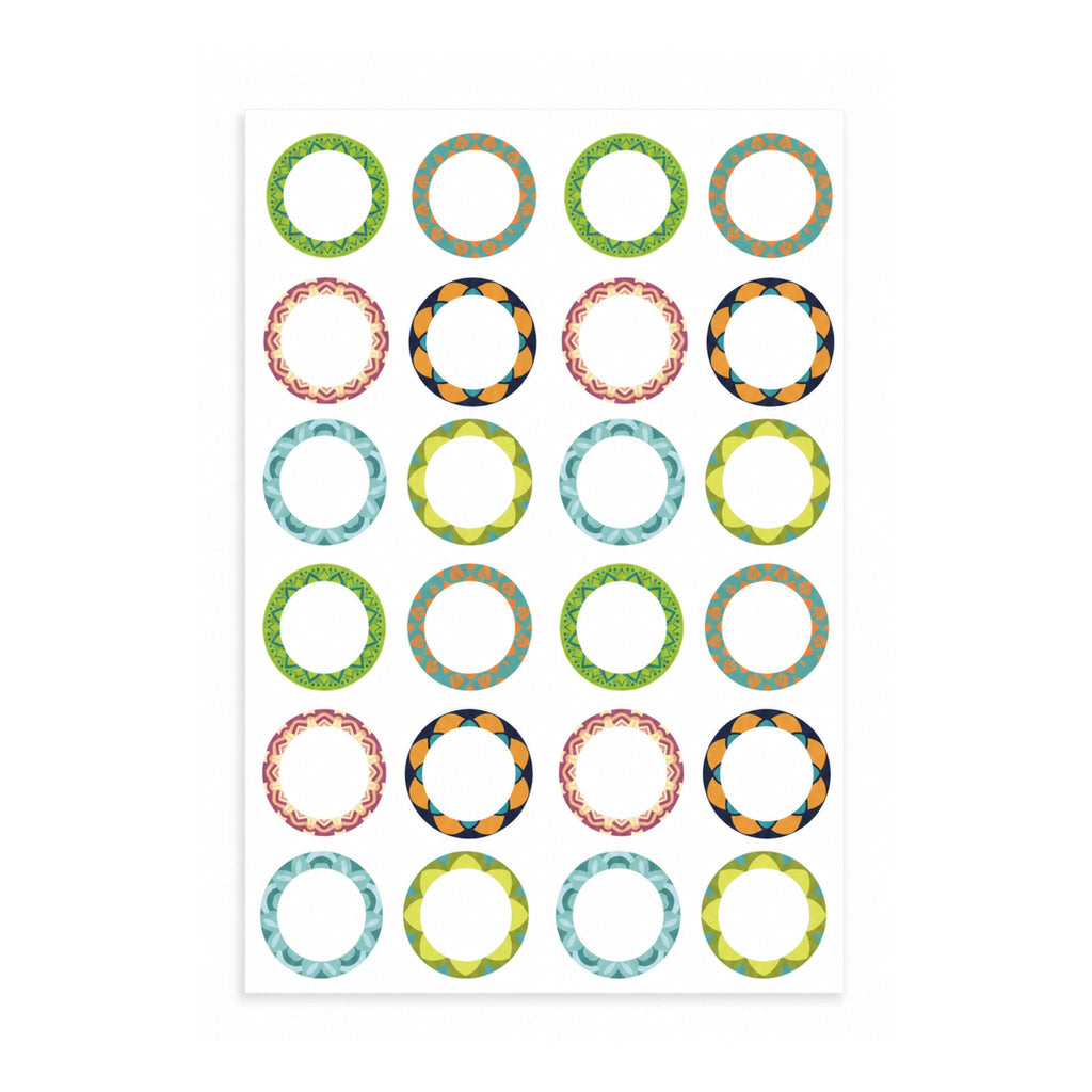 Etichete rotunde pentru sticluțe 3x3 cm, coala A5, 24 buc