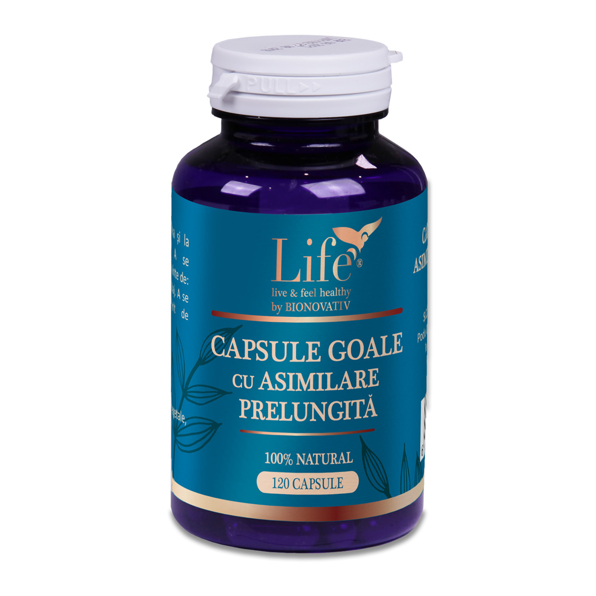 Capsule goale cu asimilare prelungită – 120 capsule, transparente
