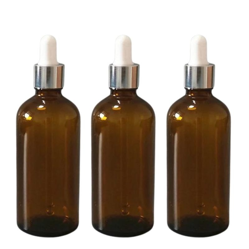 Recipient cosmetic 100 ml, pipeta argintie, set 3 buc