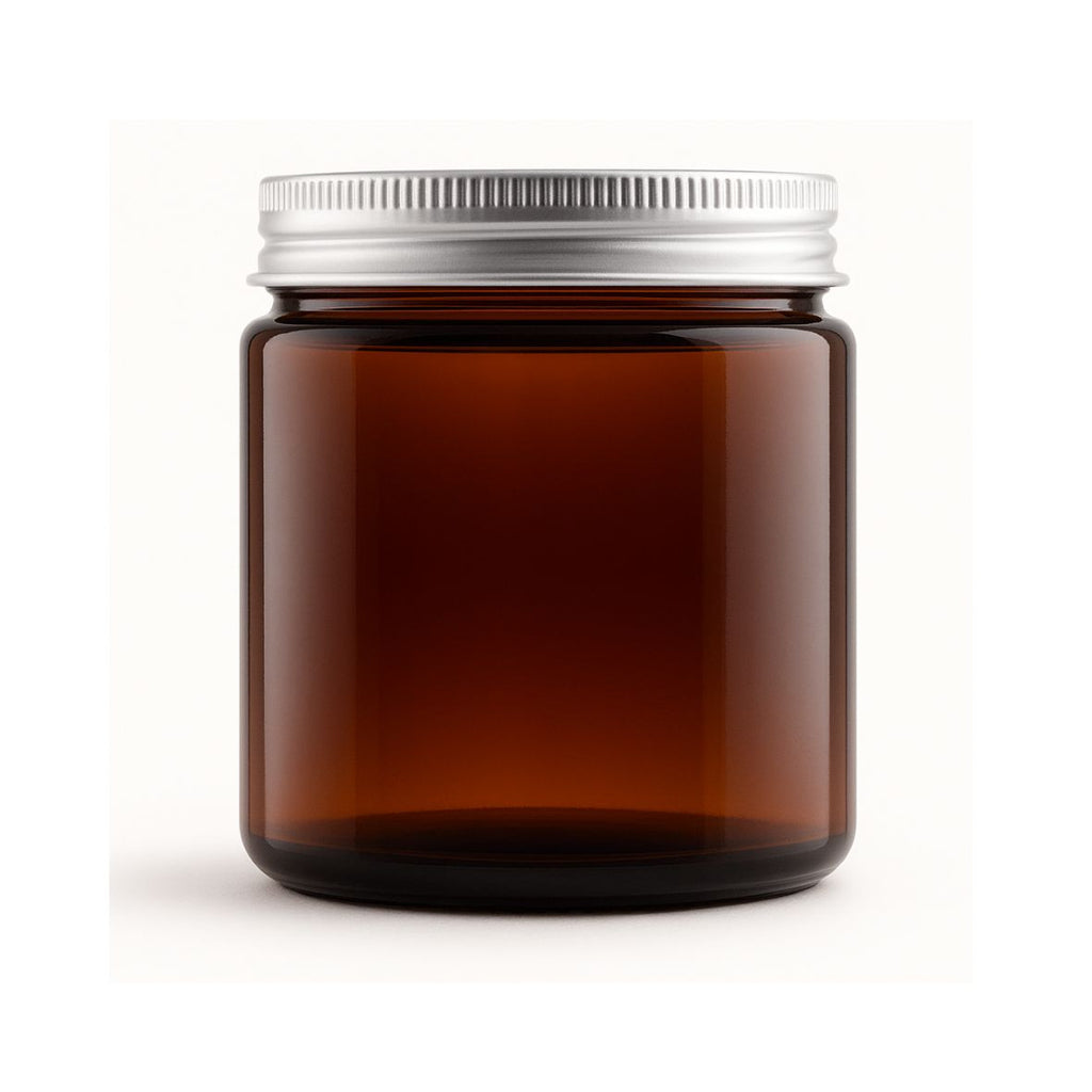 Borcan ambra rotund cu capac argintiu, 120ml
