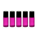 Recipient cosmetic, roll-on 3ml, roz si negru, set 5buc