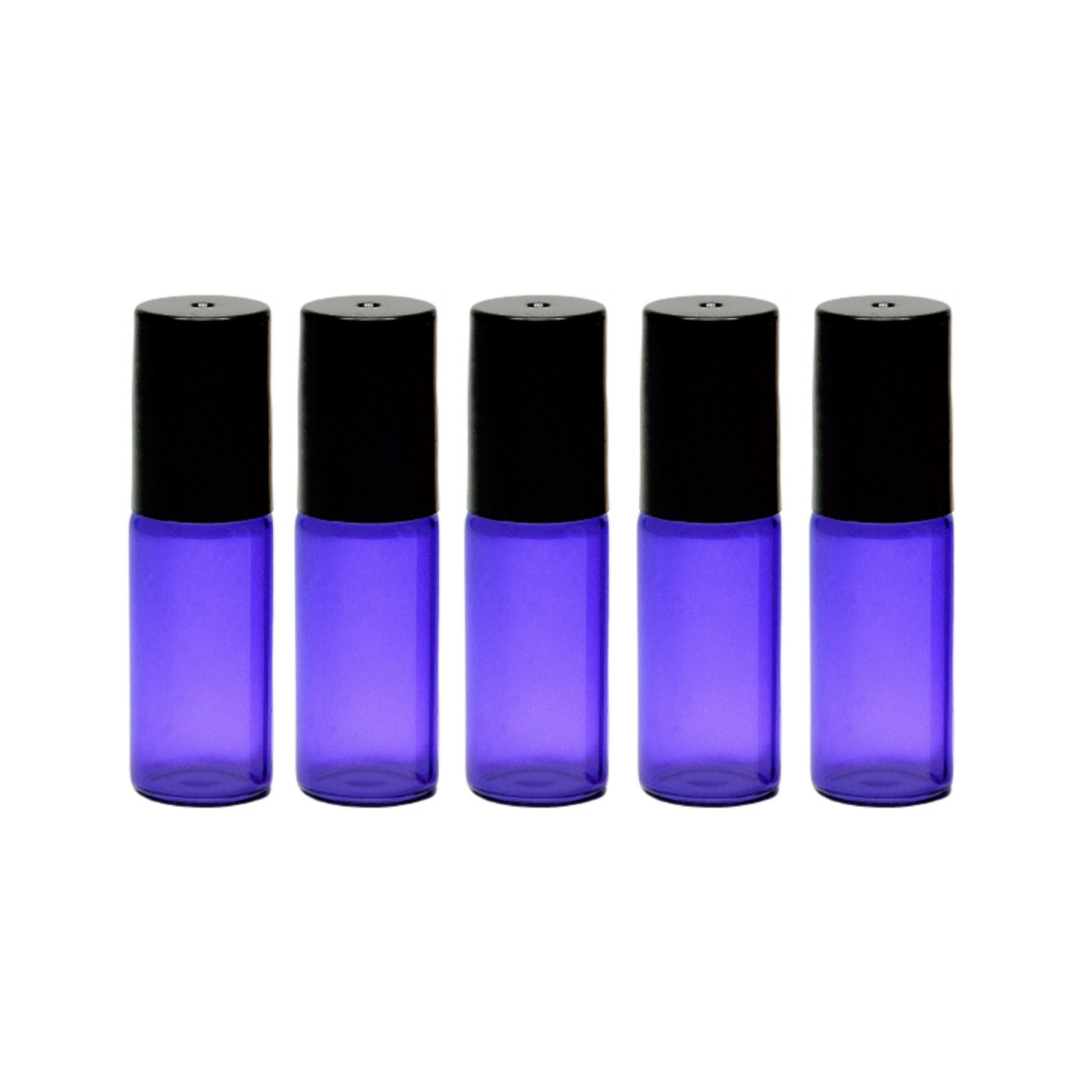 Recipient cosmetic, roll-on 5ml, mov si negru, set 5buc