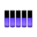 Recipient cosmetic, roll-on 5ml, mov si negru, set 5buc