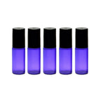 Recipient cosmetic, roll-on 5ml, mov si negru, set 5buc