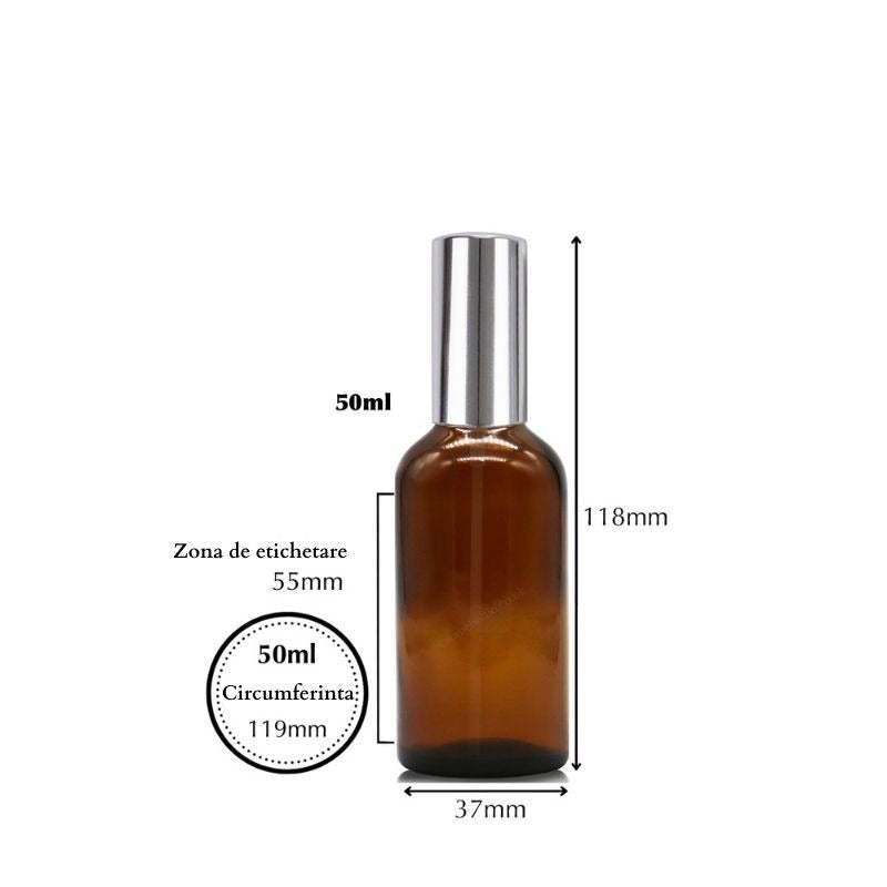 Recipient sticla maro 50 ml
