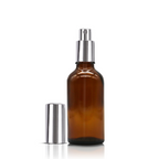 Recipient sticla maro 100 ml, spray argintiu