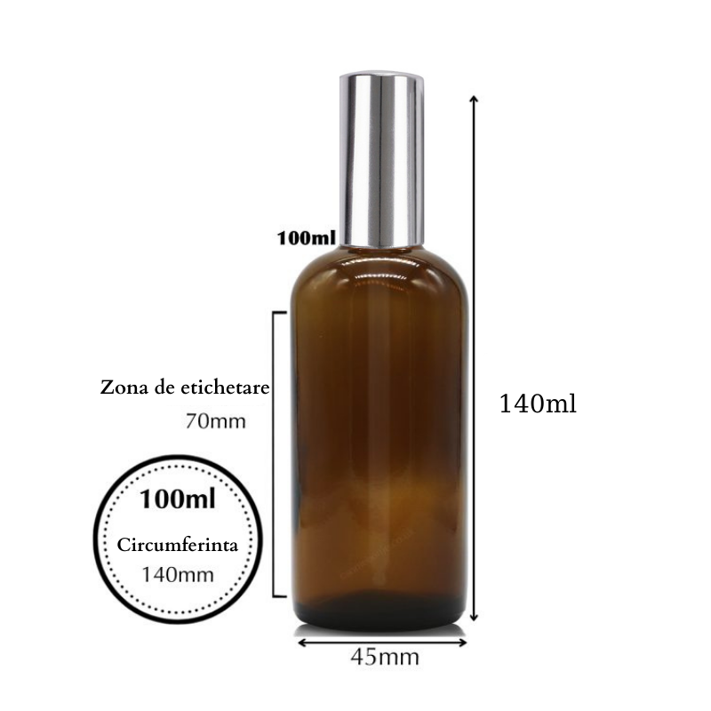 Recipient sticla maro 100 ml