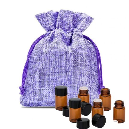 Saculet textil mov set 5 buc pentru uleiuri